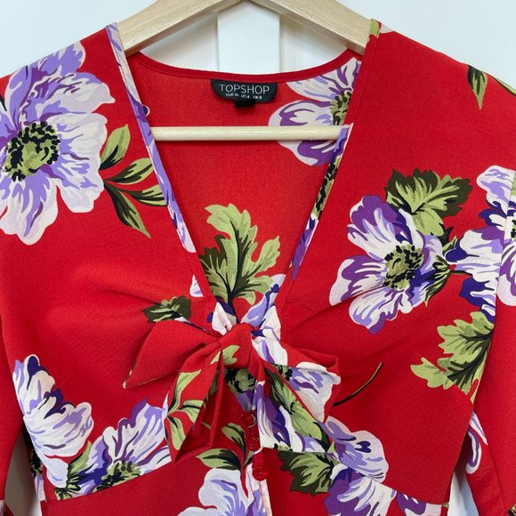 Topshop Felicity Floral Front Tie Blouse - Picture 8 of 12